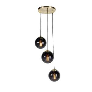 QAZQA Hanglamp woonkamer, art deco, modern, drie zwarte glazen bollen