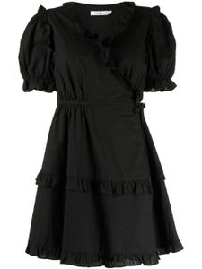 b+ab robe portefeuille volantée à broderies - Noir