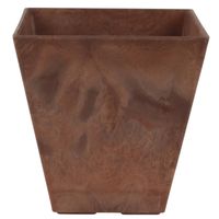 Bloempot/plantenpot vierkant van gerecycled kunststof terra bruin D20 en H20 cm - Plantenbakken - thumbnail