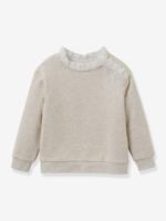 Sweater met Engels borduursel voor meisjes - biologisch katoen - CYRILLUS ecru