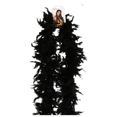 Kerst boa - veren slinger - zwart - 180 cm - 45 gram - kerstboomversiering - kerstslinger