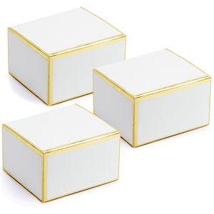 Cadeaudoosje - Bruiloft bedankje - 50x stuks - wit/goud - papier - 6 x 4 cm