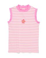 HEMA Kindersinglet rib strepen bloemen roze (roze)