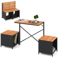 2-in-1 Tuinbank Omvormbare Picknicktafel en Bank Balkonset Balkonmeubilair Klein Balkon Zitmeubelset voor Tuin Terras