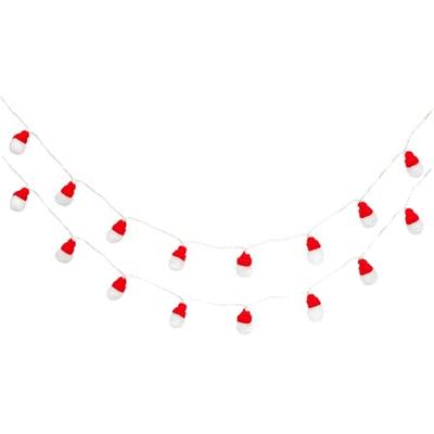 Kerst thema lichtsnoer - 2x - kerstmannetjes - 135 cm - 10 LED lampjes - batterij