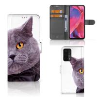 OPPO A54 5G | A74 5G | A93 5G | Telefoonhoesje | Met pasjeshouder | Kat