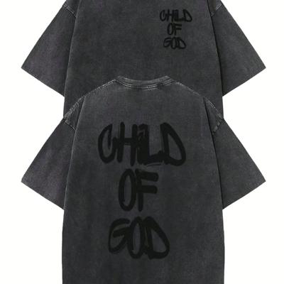 Men's Oversized Washed Cotton T-Shirt | Dark Grey Graphic Tee Black / M