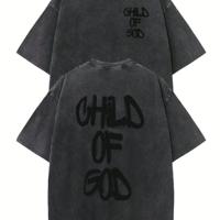 Men's Oversized Washed Cotton T-Shirt | Dark Grey Graphic Tee Black / M