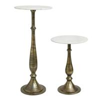 PTMD Sonnel Champagne Marble iron side table SV2 - thumbnail