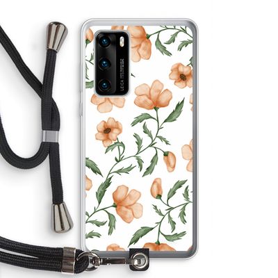 Peachy flowers: Huawei P40 Transparant Hoesje met koord