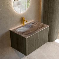 Badmeubel Mondiaz Kurve-Dlux | 70 cm | Meubelkleur Shadow | Wastafelkleur Sombra | Solid surface | Wasbak midden spoelbak | 1 kraangat