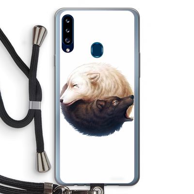 Yin Yang Wolves: Samsung Galaxy A20s Transparant Hoesje met koord