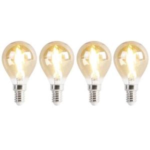 LUEDD Set van 4 E14 LED lampen P45 goud 2W 180 lm 2100K