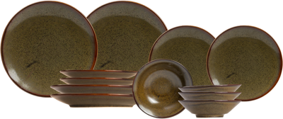 Jay Hill Serviesset Baltra Bruin - 12-delig / 4 personen - 4 pastaborden, 4 ontbijtborden en 4 dinerborden
