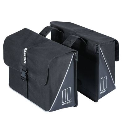 Basil forte dubbele fietstas, zwart/zwart, waterafstotend, 35l