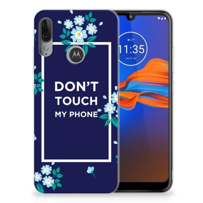 Motorola Moto E6 Plus Silicone-hoesje Flowers Blue DTMP Motorola Moto E6 Plus Silicone-hoesje Flowers Blue DTMP