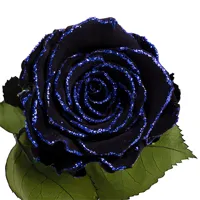 Longlife roos zwart blauwe glitter Longlife roos zwart blauwe glitter