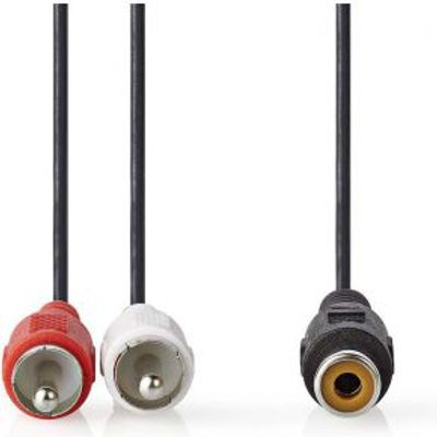 Subwooferkabel | 2x RCA Male - RCA Female | 0,2 m | Zwart [CAGB24020BK02]