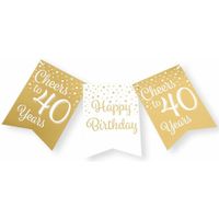 Verjaardag Vlaggenlijn 40 jaar - binnen - karton - wit/goud - 600 cm