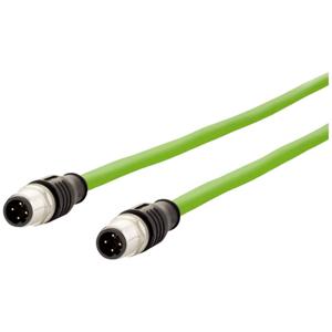 Metz Connect 142M1D11010 M12 Netwerkkabel, patchkabel CAT 5e SF/FTP 1.00 m Groen PUR-mantel, Zuurbestendig, Ozonbestendig, UV-bestendig, Geschikt voor