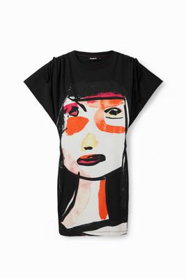Mini-jurk met arty gezicht - MATERIAL FINISHES - XS