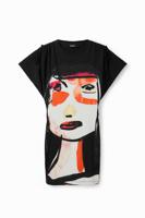 Mini-jurk met arty gezicht - MATERIAL FINISHES - XS