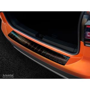 Zwart RVS Bumper beschermer passend voor Volkswagen T-Cross 2019- 'Ribs' AV245221