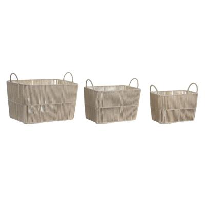 Mandenset DKD Home Decor Beige Metaal 39 x 29 x 31 cm 3 Onderdelen
