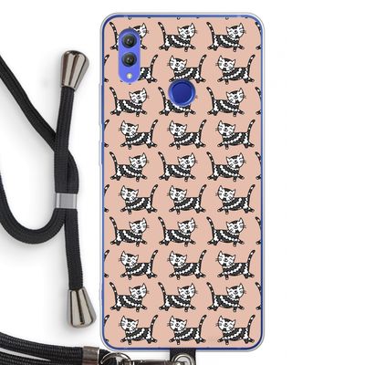 Zwarte poes: Honor Note 10 Transparant Hoesje met koord