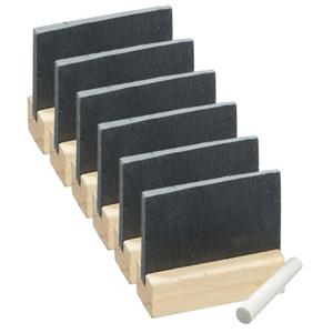 Krijtbord naambordjes - 12x - hout - 26 x 10,5 cm - plaatskaartjes met krijtjes