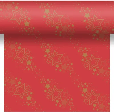 Duni dunicel 3-in-1 tafelloper holiday star 40x480cm rood