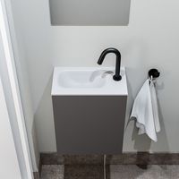 Zaro Polly toiletmeubel 40cm donkergrijs met witte wastafel met kraangat rechts - thumbnail