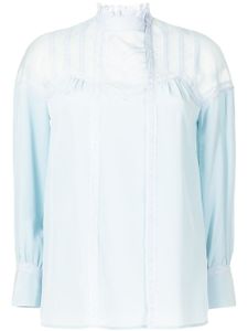 SHIATZY CHEN blouse en soie à empiècements en tulle - Bleu