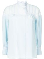 SHIATZY CHEN blouse en soie à empiècements en tulle - Bleu