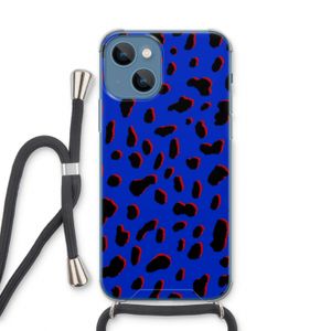Blue Leopard: iPhone 13 Transparant Hoesje met koord