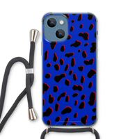 Blue Leopard: iPhone 13 Transparant Hoesje met koord