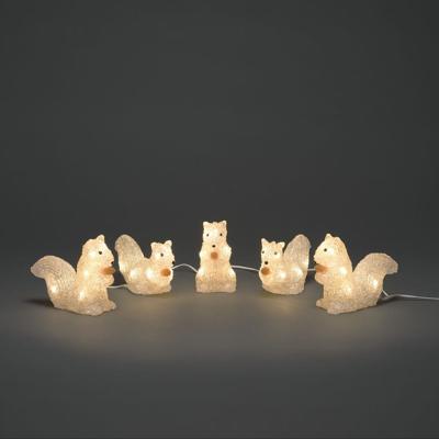Verlicht kerstfiguur voor buiten - 5 eekhoorns - 40 LEDs - Warm wit - Dimbaar - 12 cm hoog - Kerstverlichting