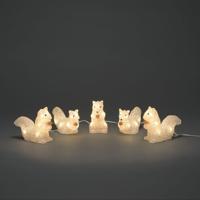 Verlicht kerstfiguur voor buiten - 5 eekhoorns - 40 LEDs - Warm wit - Dimbaar - 12 cm hoog - Kerstverlichting