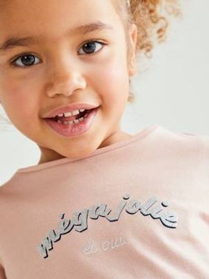 Meisjesshirt met iriserend detail en lange mouwen roze