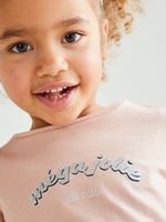 Meisjesshirt met iriserend detail en lange mouwen roze - thumbnail