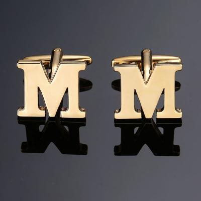 1 paar gouden letters A-Z naam Manchetknopen mannen Frans shirt Manchetknopen (M)