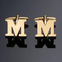 1 paar gouden letters A-Z naam Manchetknopen mannen Frans shirt Manchetknopen (M)