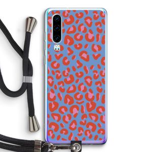 Leopard blue: Huawei P30 Transparant Hoesje met koord
