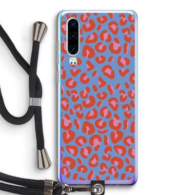 Leopard blue: Huawei P30 Transparant Hoesje met koord