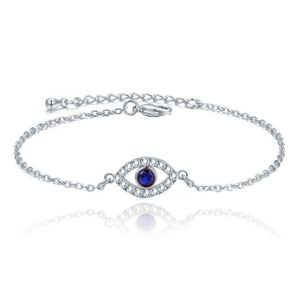 Verstelbare Damesarmband Zilverkleurig met Evil Eye en Steentjes