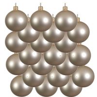 18x Glazen kerstballen mat licht parel/champagne 6 cm kerstboom versiering/decoratie   -