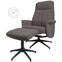 Home67 - Relaxfauteuil Bindy + Hocker - Bouclé - Brown