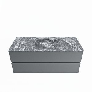 MONDIAZ VICA-DLUX 120cm badmeubel onderkast Plata 2 lades. Inbouw wastafel CLOUD midden zonder kraangat, kleur Lava.