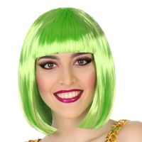 Verkleedpruik voor dames half lang haar - Groen - Bob lijn - Carnaval/party - thumbnail