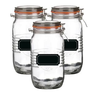 Weckpot/inmaakpot - 6x - 1.5L - glas - met beugelsluiting - incl. etiketten